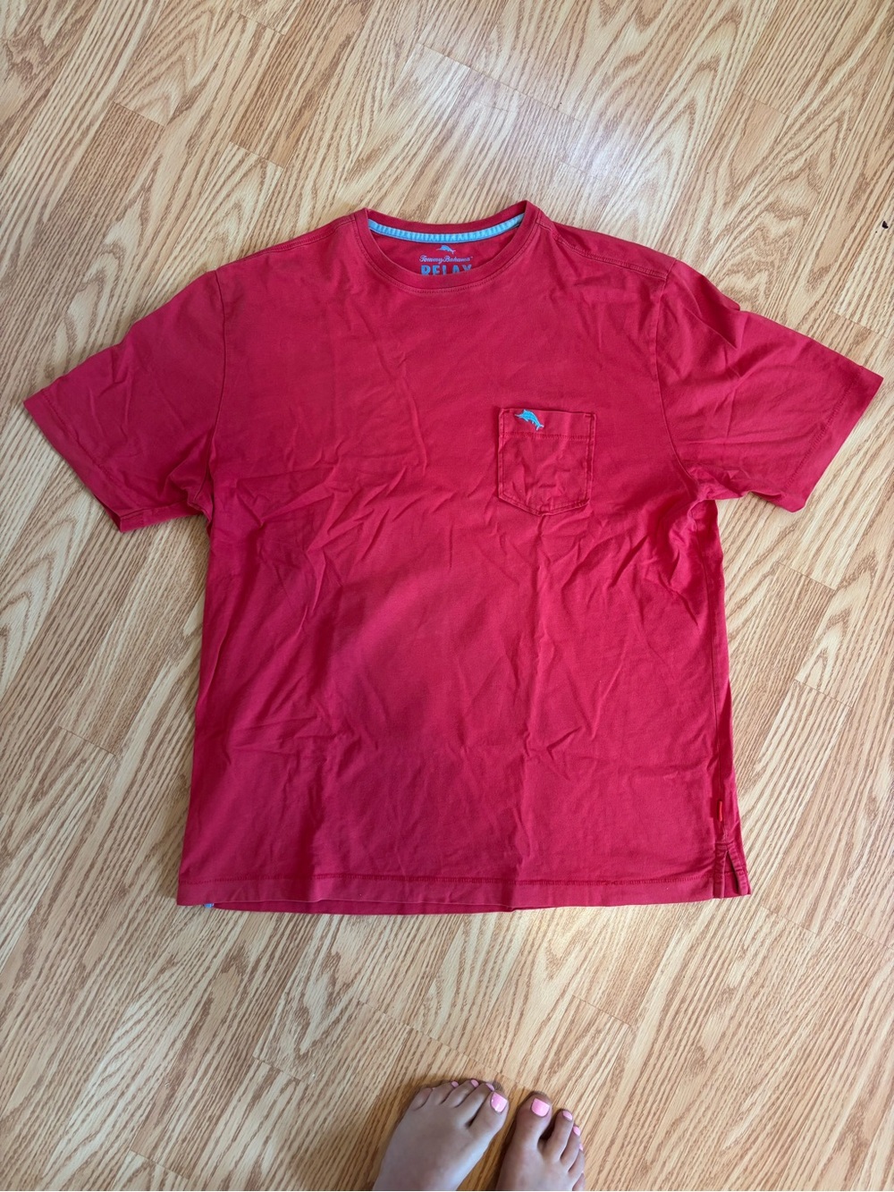 Tommy Bahama Red Short-Sleeve Pocket Tee relax cotton size small
